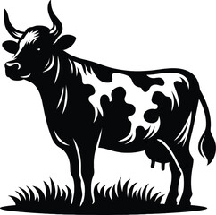 Fototapeta premium A cow silhouette vector style with white background