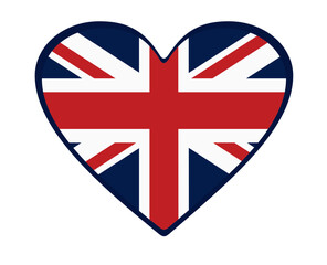 Obraz premium Great Britain flag heart shaped. vector
