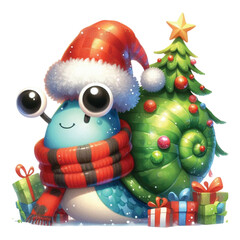 Cute Christmas Snail Clipart Design