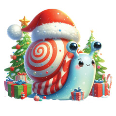 Cute Christmas Snail Clipart Design