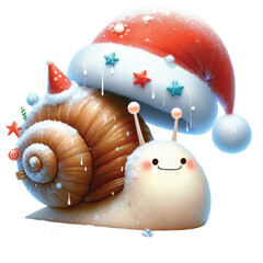 Cute Christmas Snail Clipart Design