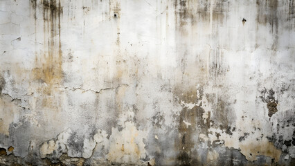 Fototapeta premium Old rustic dirty messy weathered grayscale light gray or white colored grunge wall textured effect horizontal grayscale. Generative Ai