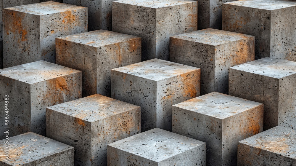 Aufkleber concrete blocks arranged in a neat pattern, their rough texture and uniformity creating a minimalist