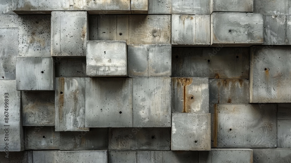 Aufkleber concrete blocks arranged in a neat pattern, their rough texture and uniformity creating a minimalist