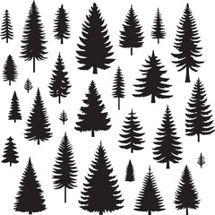 Obraz premium Botanical Tree Silhouette Vector Illustration Collection