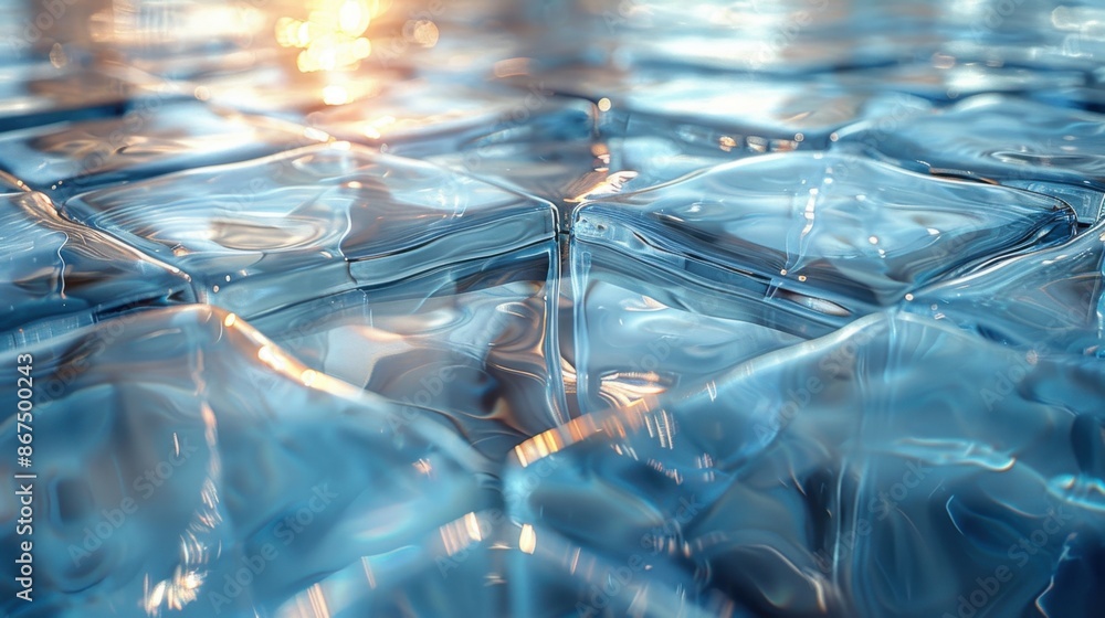 Poster minimalist glass surface with light reflections, emphasizing transparency and simplicity.