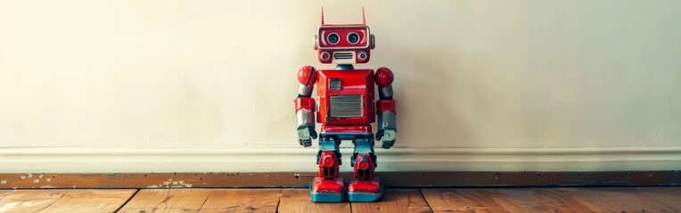 Obraz premium Vintage Robot Toy in Minimalistic Setting