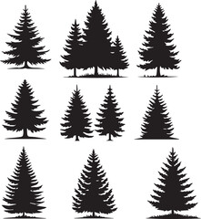 Obraz premium Hand Drawn Tree Silhouette Vector Illustration