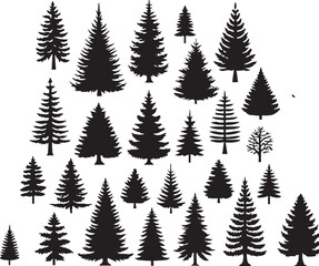 Fototapeta premium Classic Tree Silhouette Vector Art Pack