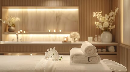 A serene luxury spa environment with calming