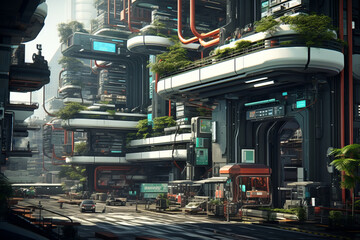 City of Tomorrow Bustling Metropolis of the Future. Dreamscape Metropolis is Futuristic Cityscape.