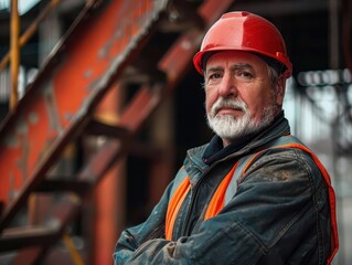 Fototapeta premium portrait of a skilled construction professional confidence on the job industrial photography