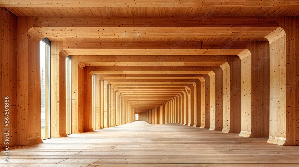 Aufkleber neatly arranged joists with a minimalistic finish, showcasing clean lines and structural efficiency.