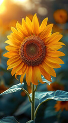 Fototapeta premium A sunflower at sunset. Aesthetic wallpaper sunflower background
