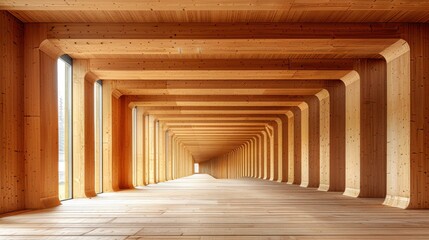 Neatly arranged joists with a minimalistic finish, showcasing clean lines and structural efficiency. The even spacing highlights the precision of construction.