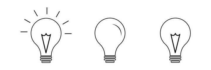 Light Bulb icon set, Idea icon symbol vector on white background. Vector Illustration.