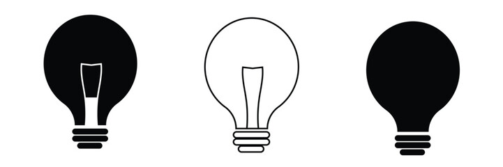 Obraz premium Light Bulb icon set, Idea icon symbol vector on white background. Vector Illustration.