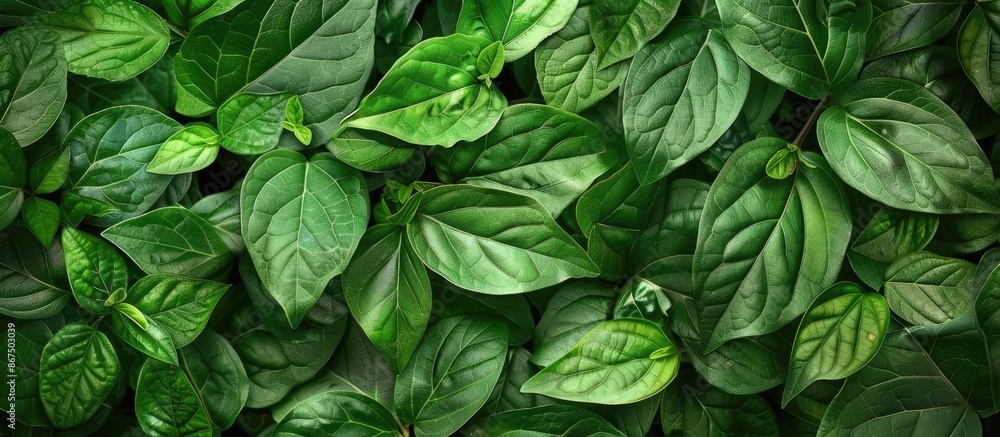 Wall mural Texture of green leaves as a background.