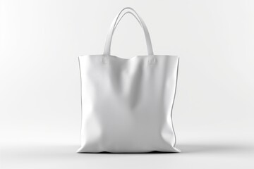 Sac blanc sur fond blanc pour mockup. White bag on white background for mockup.