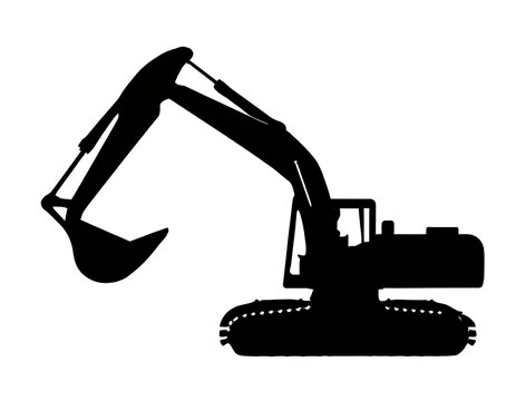 schwarze Silhouette Kontrast Bagger icon isoliert auf wei&szlig;en Hintergrund, Freisteller 