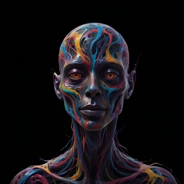 Futuristic humanoid alien depicting artificial intelligence in an artistic way