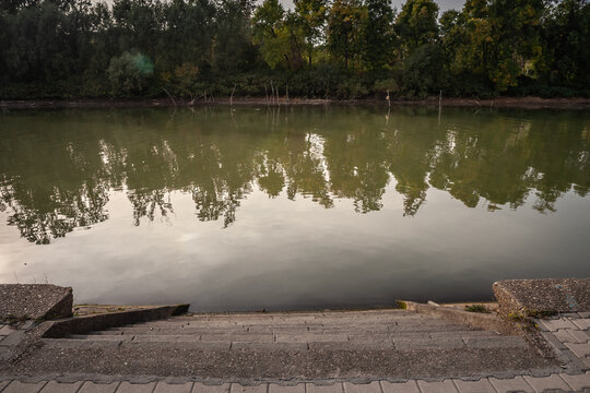 Picture of the tamis river in Pancevo, serbia. The Timiș or Tami&scaron; is a 359-kilometre-long river that flows through the Banat region of Romania and Serbia and joins the Danube near Pančevo, in northern