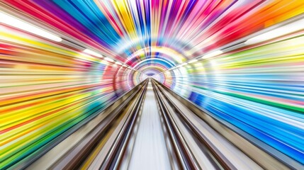 Motion blur of high speed train moving in tunnel, abstract background.