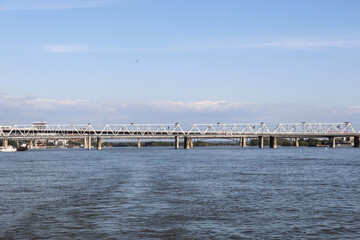 Novosibirsk, Novosibirsk region, Russian Federation - June 01 2024. Central and railway bridges