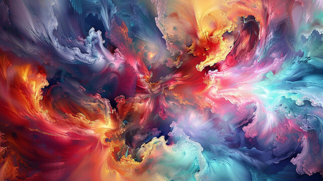 an abstract composition using expansive swaths of vibrant colors that seem to envelop the viewer in a transcendent experience