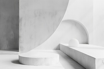 Modern Minimalist Interior Design: Curved Concrete Wall and Sculptural Seating
