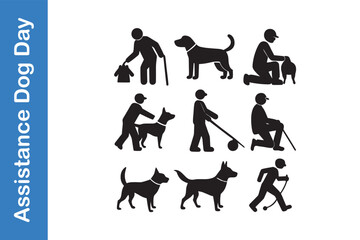 Assistance Dog Day silhouette set