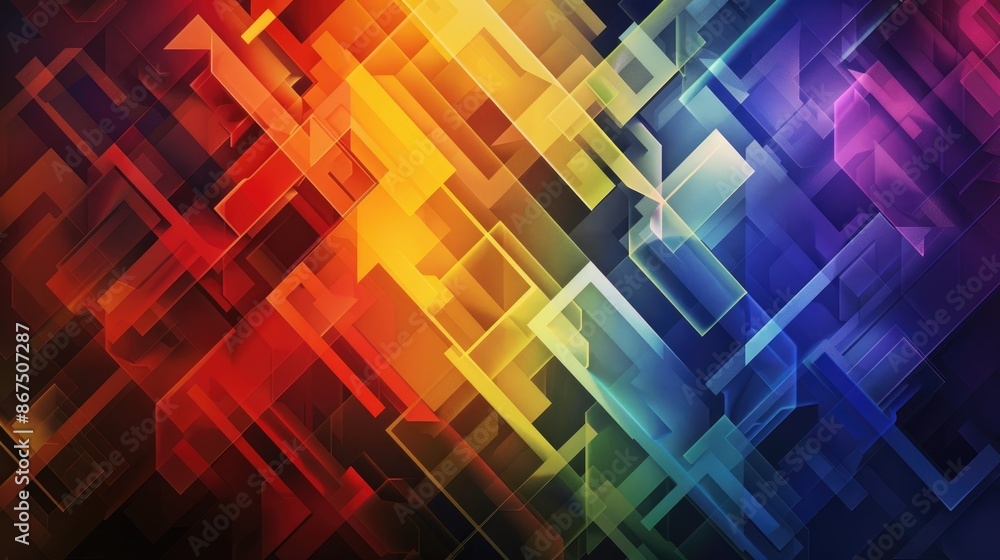 Poster creative abstract design with lgbt colors, forming geometric patterns that represent unity and pride