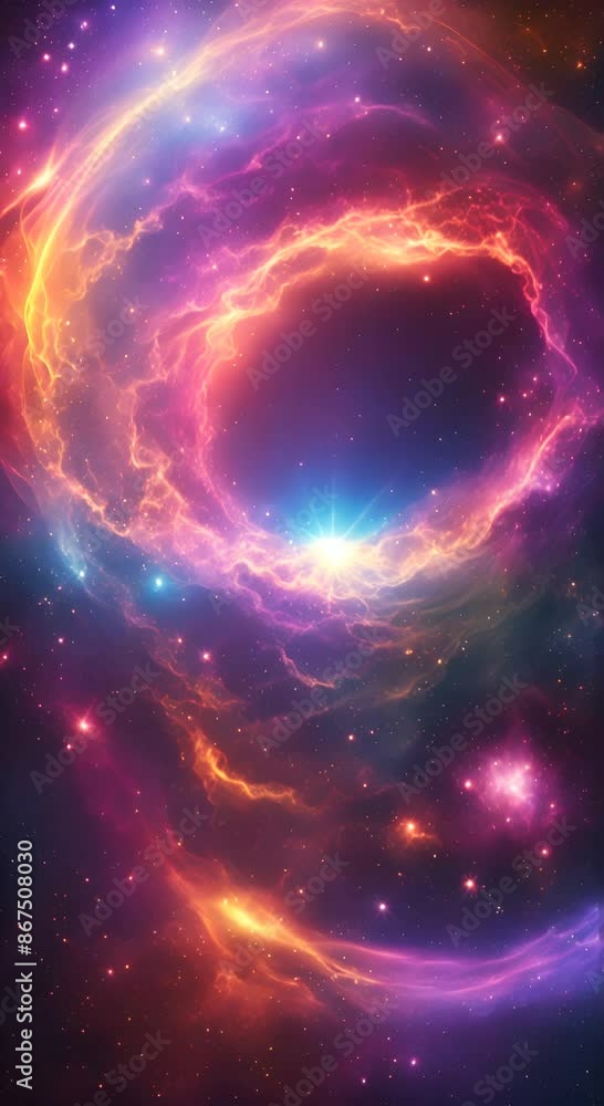 Poster a colorful animated space nebula background created with some elements made with 4k