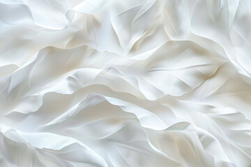Fototapeta premium Abstract white fabric folds creating a soft and flowing texture