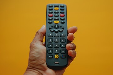 Remote Control on Yellow Background