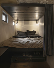 interior of a Dark concrete bedroom