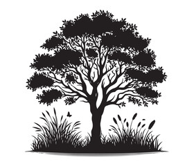 Fototapeta premium tree and christmas tree vector art graphic resources silhourtte vector style, white background