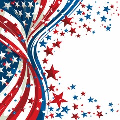 Obraz premium Red, white, and blue star patterns with ribbon-like stripes create a dynamic, patriotic background ideal for American-themed projects, evoking national pride and celebration.