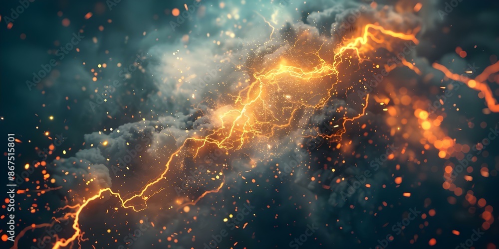 Poster abstract background with realistic lightning effect and powerful electric sparks. concept abstract b