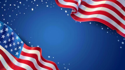 A beautifully designed image of the American flag with stars on a blue background symbolizes patriotism and national pride, perfect for celebratory themes.