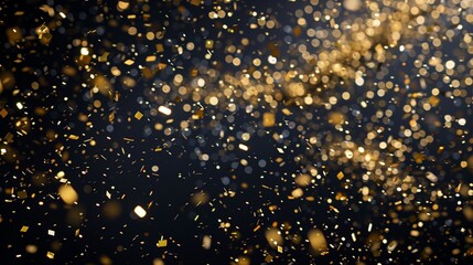Golden Particles and Glittering Confetti in a Shimmering Light Display