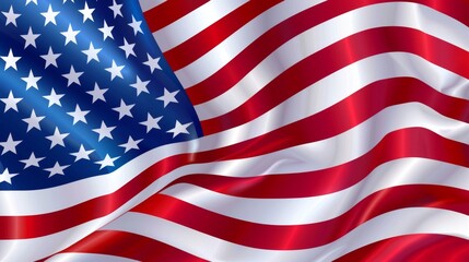 Fototapeta premium A digitally rendered American flag with realistic folds, waves, and shadows, symbolizing national pride, unity, and freedom in a contemporary, detailed style.