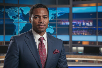 Late night TV talk show live news program. Television cable channel anchorman host talks