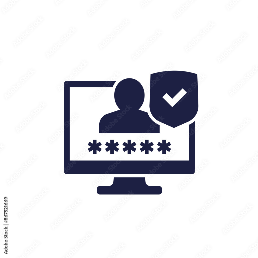 Poster secure login, access password icon on white