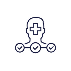 Rehab steps to recovery line icon on white