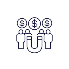 retention icon with users, line vector