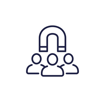 retention line icon, magnet and users