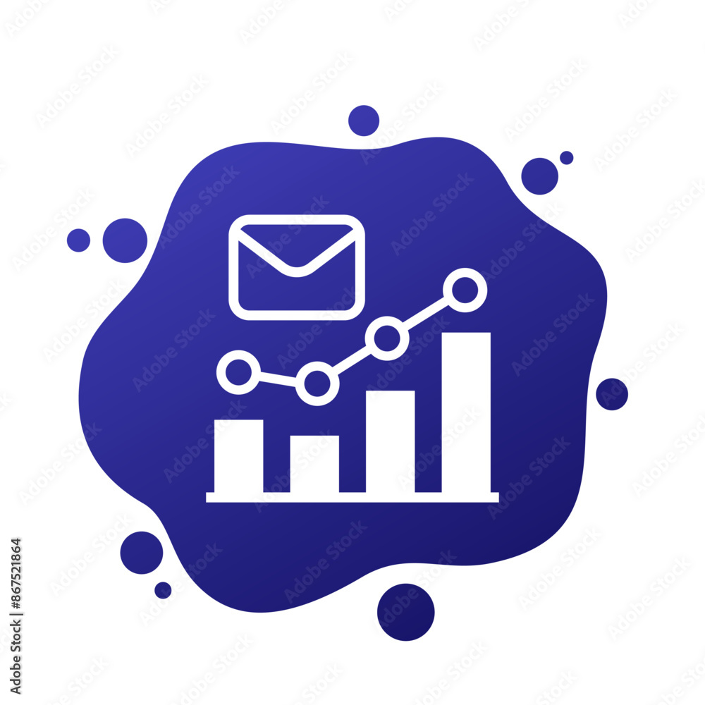 Poster email marketing metrics icon with a graph
