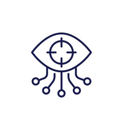 Computer vision line icon with eye on white