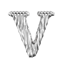 Fluted silver symbol. letter v